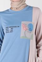 Tesettür giyim MAVİ ALVİNA İKİ RENKLİ EŞOFMAN ELBİSE T 42679