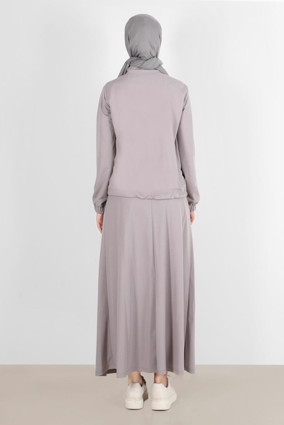 Tesettür giyim GRİ ALVİNA ETEKLİ EŞOFMAN TAKIMI 42847