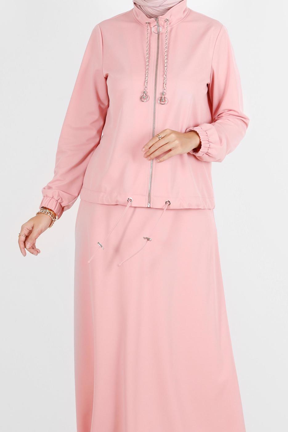 Tesettür giyim PUDRA ALVİNA ETEKLİ EŞOFMAN TAKIMI 42847