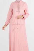Tesettür giyim PUDRA ALVİNA ETEKLİ EŞOFMAN TAKIMI 42847