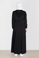 Tesettür giyim SİYAH ALVİNA KAPÜŞONLU ETEKLİ EŞOFMAN TAKIM 42848