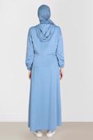 Tesettür giyim MAVİ ALVİNA KAPÜŞONLU ETEKLİ EŞOFMAN TAKIM 42848
