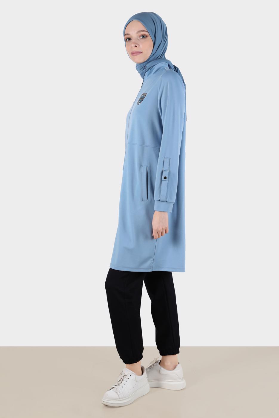 Tesettür giyim MAVİ ALVİNA FERMUARLI EŞOFMAN TUNİK T 42851