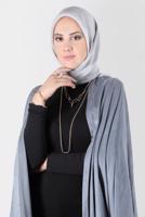 Tesettür giyim GRİ ALVİNA ÜÇİPLİK EFEKTLİ EŞARP T 8127