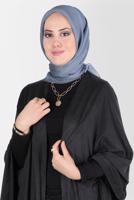 Tesettür giyim MAVİ ALVİNA ÜÇİPLİK EFEKTLİ EŞARP T 8127