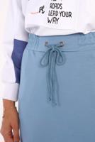 Tesettür giyim MAVİ BELİ LASTİKLİ PAMUKLU EŞOFMAN ETEK 11026 