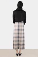 Tesettür giyim BEJ ALVİNA EKOSE DESENLİ ETEK T 60266