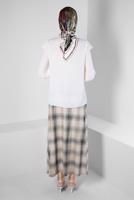 Tesettür giyim KAHVE ALVİNA EKOSE DESENLİ ETEK T 60266