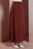 Tesettür giyim KAHVE ALVİNA ARMÜRLÜ KEMERLİ ETEK T 60282