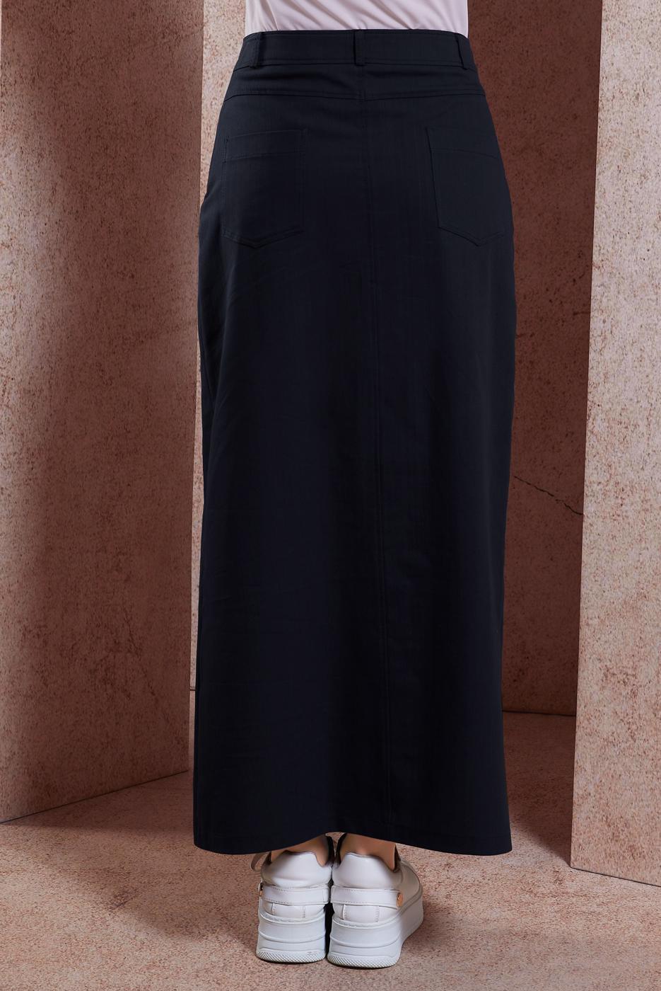 Tesettür giyim SİYAH ALVİNA PAMUKLU DÜZ ETEK T 60285