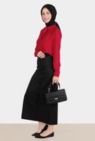 Tesettür giyim SİYAH ALVİNA DÜĞME DETAYLI ETEK T 60290