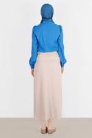 Tesettür giyim BEJ ALVİNA DÜĞME DETAYLI ETEK T 60290