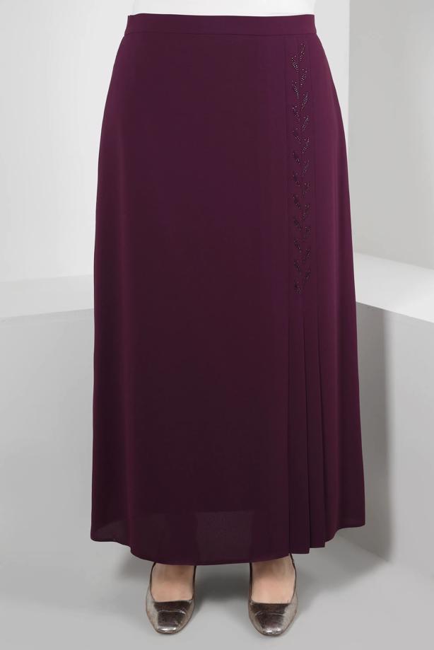Vêtements hijab PRUNE JUPE DÉTAILLÉE PLISSÉE ALVINA T 60292 - TRENDTESETTÜR