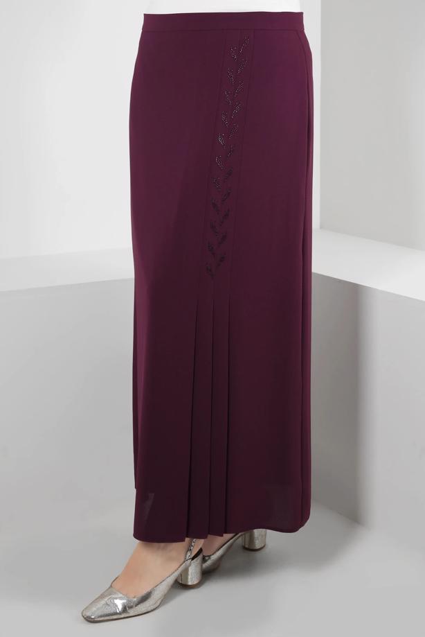 Vêtements hijab PRUNE JUPE DÉTAILLÉE PLISSÉE ALVINA T 60292 - TRENDTESETTÜR