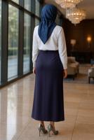 Vêtements hijab BLEU MARINE JUPE BRODÉE ALVINA GEM T 60293