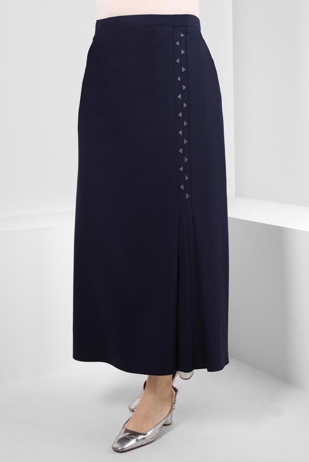 Vêtements hijab BLEU MARINE JUPE BRODÉE ALVINA GEM T 60293 - TRENDTESETTÜR