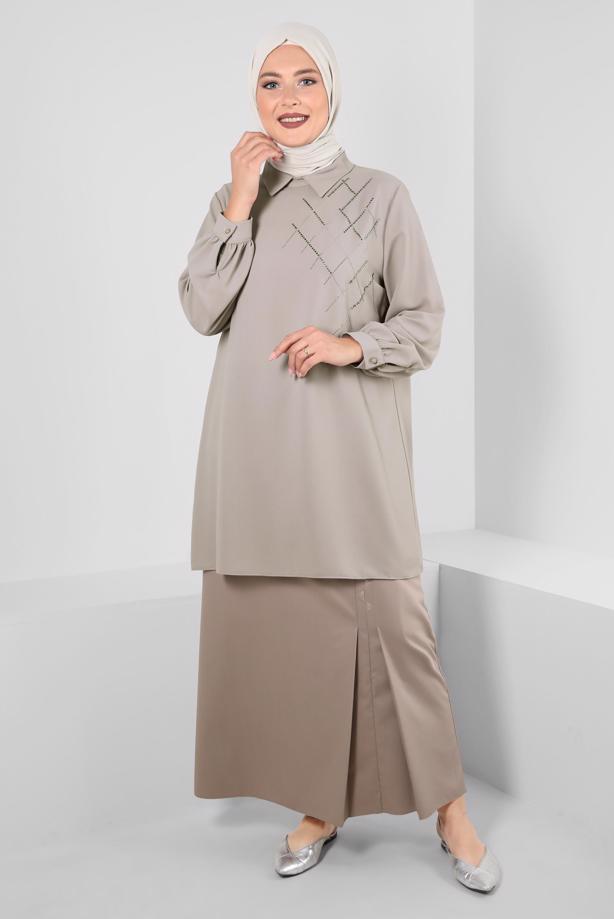 Vêtements hijab BRUN JUPE BRODÉE ALVINA GEM T 60293 - TRENDTESETTÜR