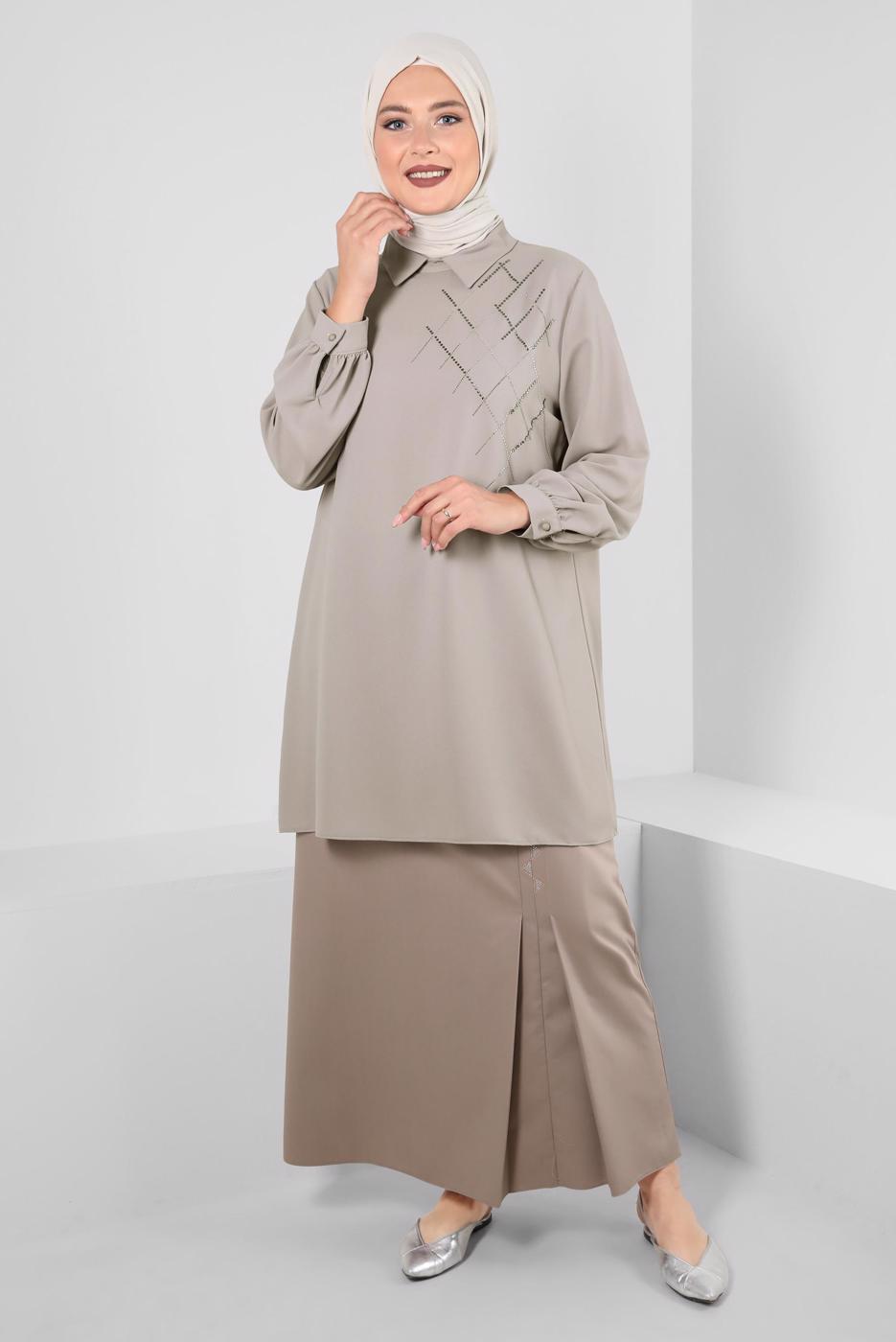 Vêtements hijab BRUN JUPE BRODÉE ALVINA GEM T 60293