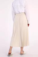 Tesettür giyim BEJ BELİ LASTİKLİ PİLİSELİ ETEK 70026 