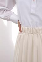 Tesettür giyim BEJ BELİ LASTİKLİ PİLİSELİ ETEK 70026 