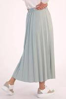 Tesettür giyim YEŞİL BELİ LASTİKLİ PİLİSELİ ETEK 70026 