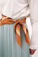 Tesettür giyim YEŞİL BELİ LASTİKLİ PİLİSELİ ETEK 70026 