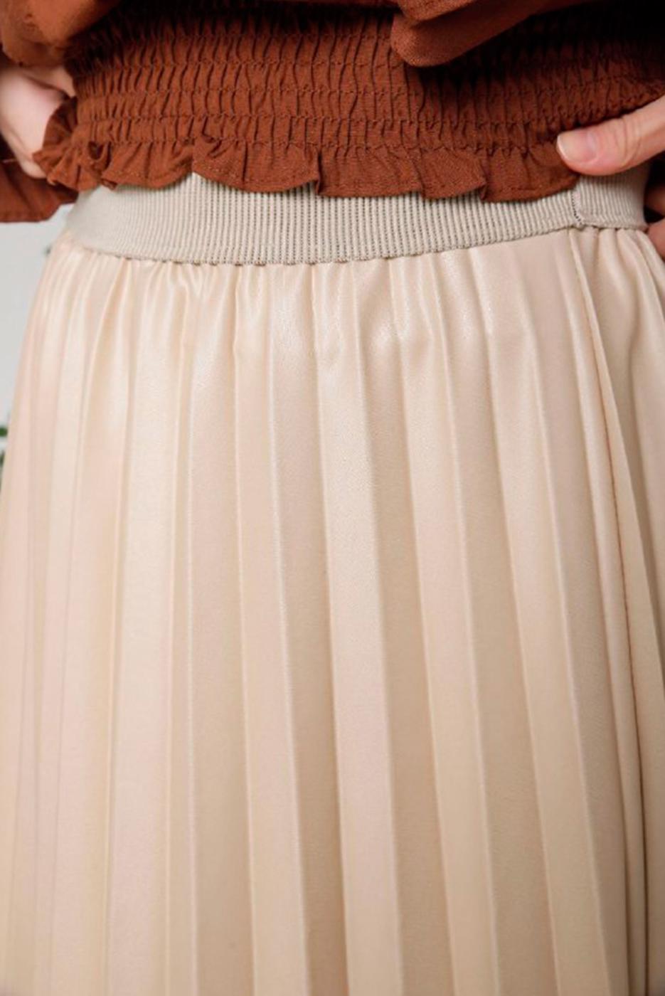 Tesettür giyim BEJ PİLİSELİ ETEK 8051 