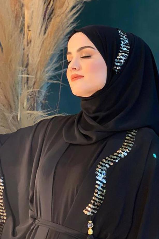 Vêtements hijab NOIR ABAYA BIJOUX MANCHES LARGES 4857 - TRENDTESETTÜR