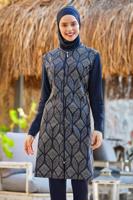 Tesettür giyim LACİVERT DESENLİ FERMUARLI TESETTÜR MAYO 0936 