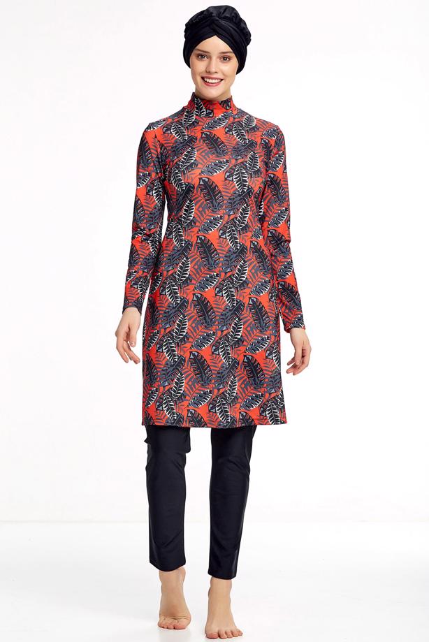 Vêtements hijab NOIR MAILLOT DE BAIN MOTIF HIJAB 1150 - TRENDTESETTÜR