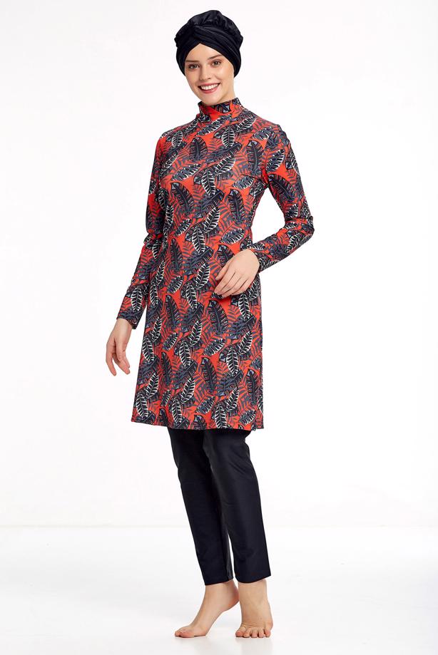 Vêtements hijab NOIR MAILLOT DE BAIN MOTIF HIJAB 1150 - TRENDTESETTÜR