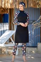 Vêtements hijab NOIR MAILLOT DE BAIN MOTIF HIJAB 1190