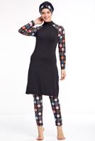 Vêtements hijab NOIR MAILLOT DE BAIN MOTIF HIJAB 1190