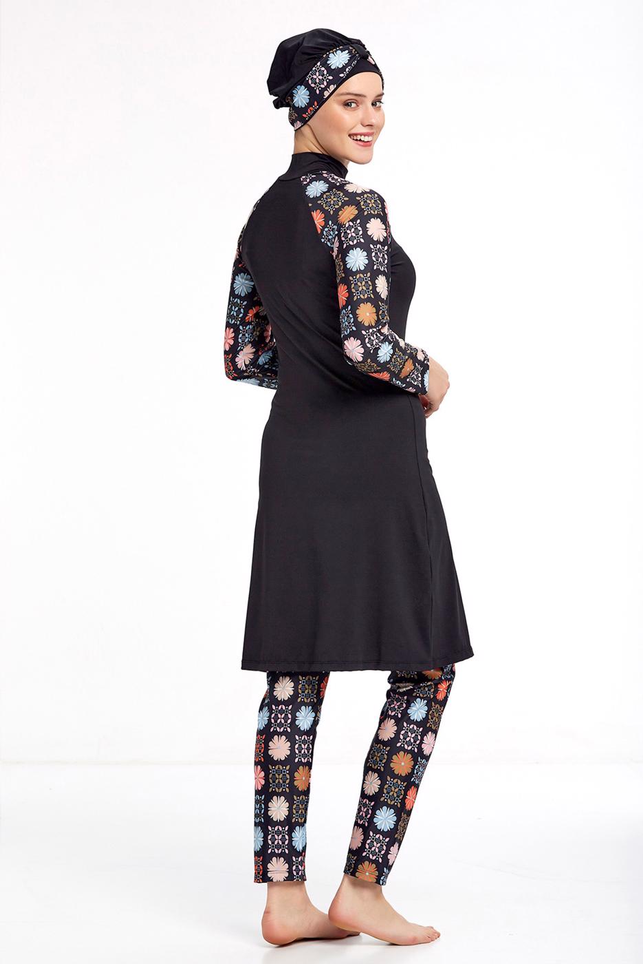 Vêtements hijab NOIR MAILLOT DE BAIN MOTIF HIJAB 1190