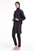 Vêtements hijab NOIR MAILLOT DE BAIN HIJAB ZIPPÉ À LA TAILLE À SMOCKAGE 1266