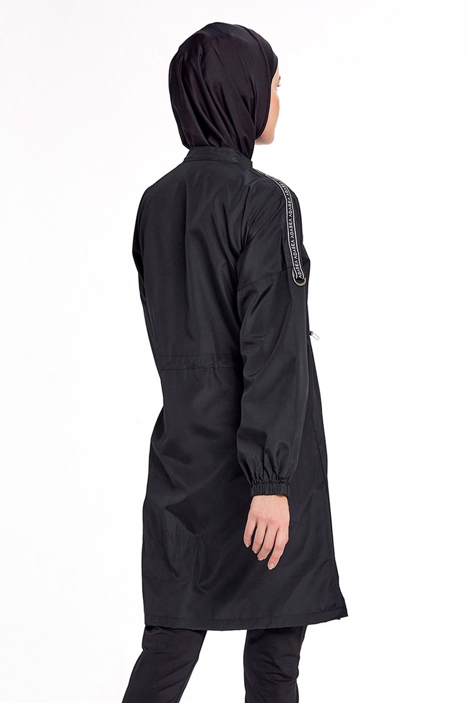 Vêtements hijab NOIR MAILLOT DE BAIN HIJAB ZIPPÉ À LA TAILLE À SMOCKAGE 1266