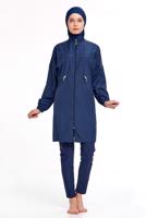 Vêtements hijab BLEU MARINE MAILLOT DE BAIN HIJAB ZIPPÉ À LA TAILLE À SMOCKAGE 1266