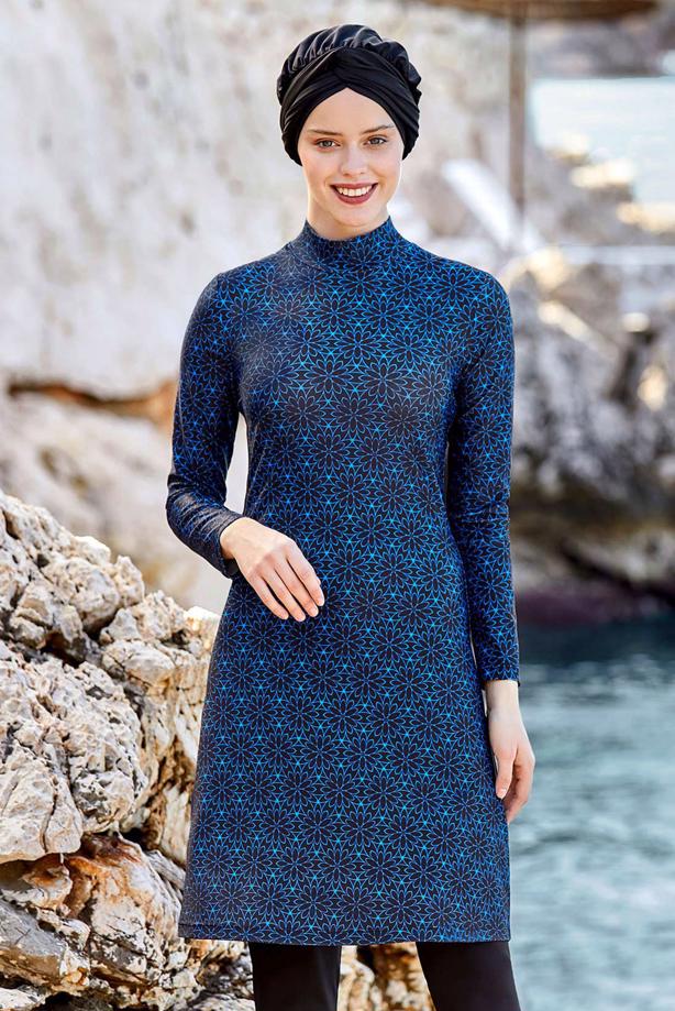 Vêtements hijab NOIR MAILLOT DE BAIN À MOTIF HIJAB 2090 - TRENDTESETTÜR