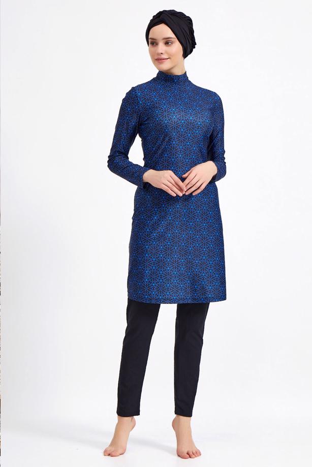 Vêtements hijab NOIR MAILLOT DE BAIN À MOTIF HIJAB 2090 - TRENDTESETTÜR