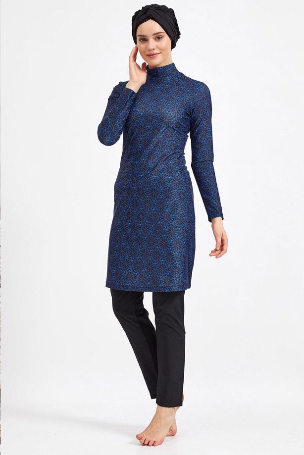 Vêtements hijab NOIR MAILLOT DE BAIN À MOTIF HIJAB 2090 - TRENDTESETTÜR