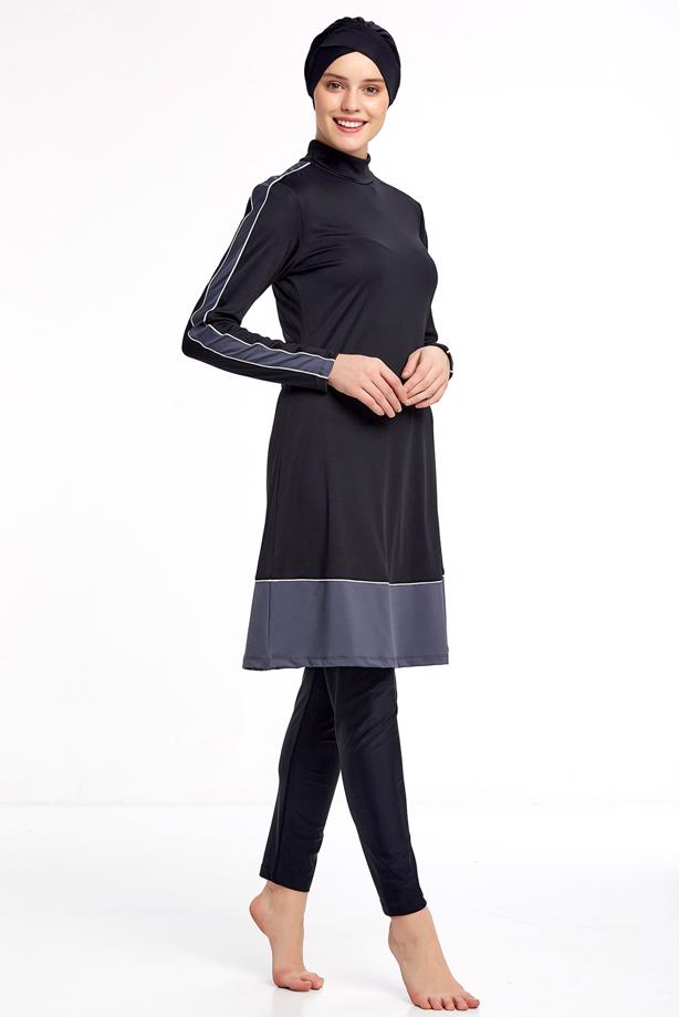 Vêtements hijab NOIR MAILLOT DE BAIN HIJAB BICOLORE 2190 - TRENDTESETTÜR