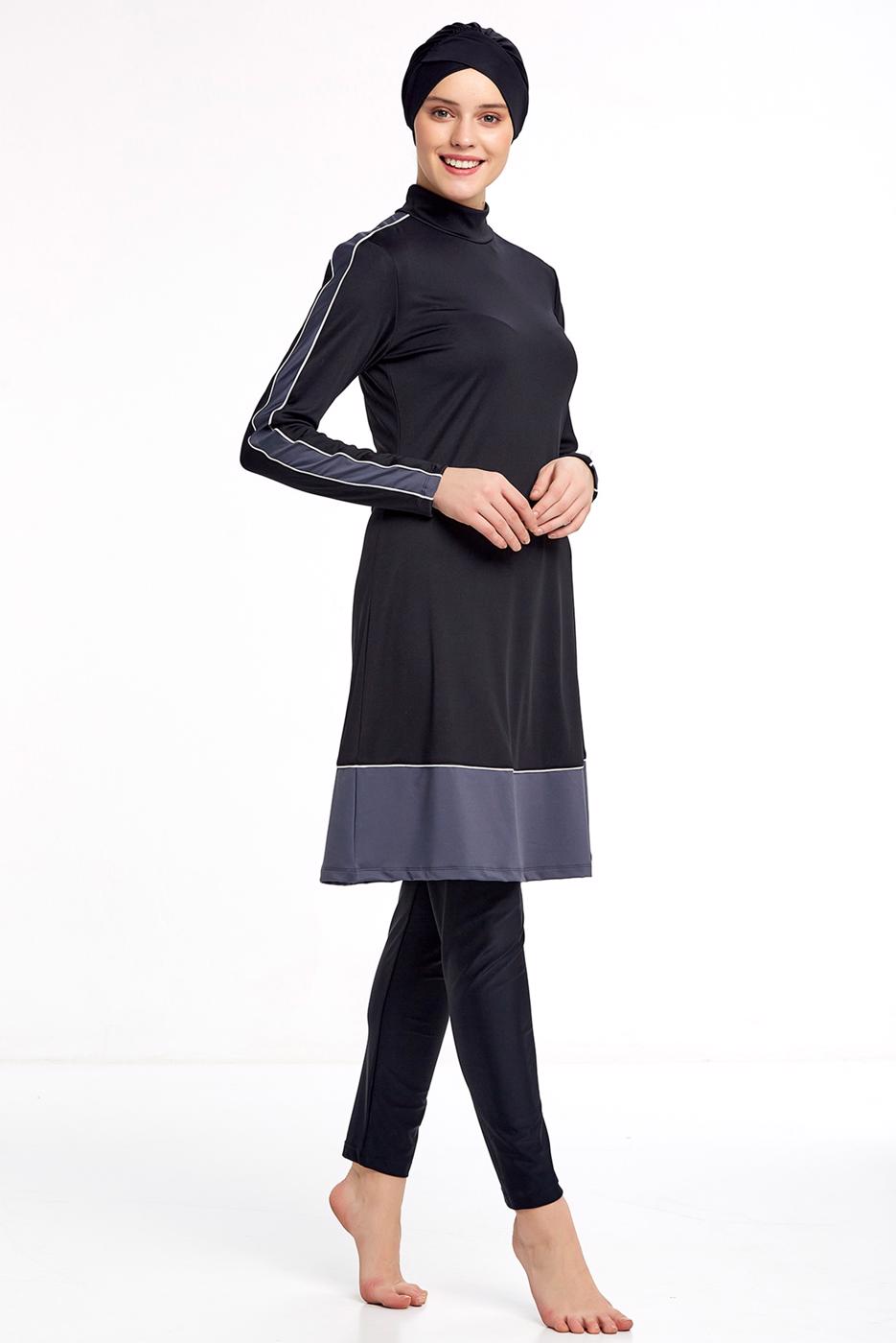 Vêtements hijab NOIR MAILLOT DE BAIN HIJAB BICOLORE 2190