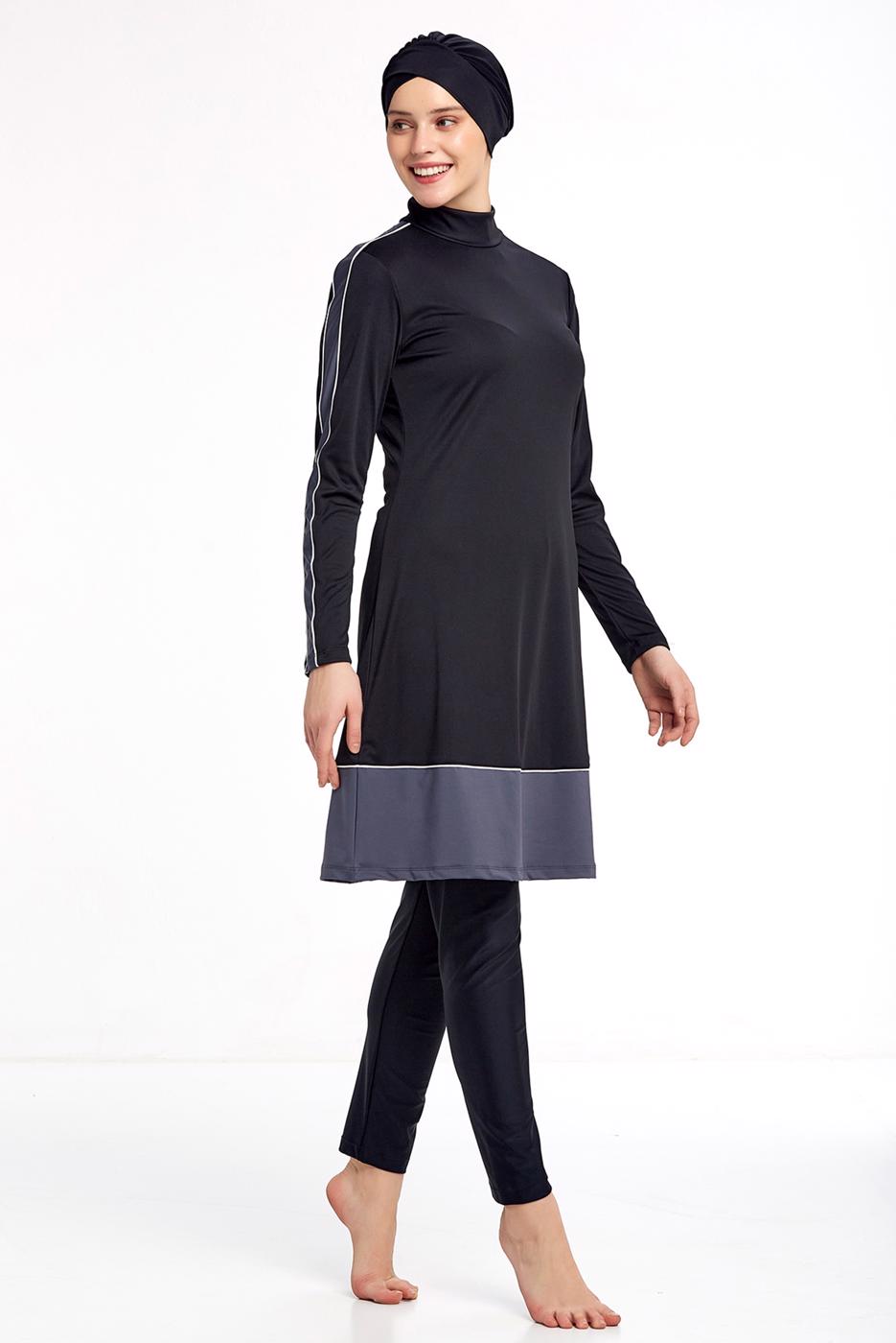 Vêtements hijab NOIR MAILLOT DE BAIN HIJAB BICOLORE 2190