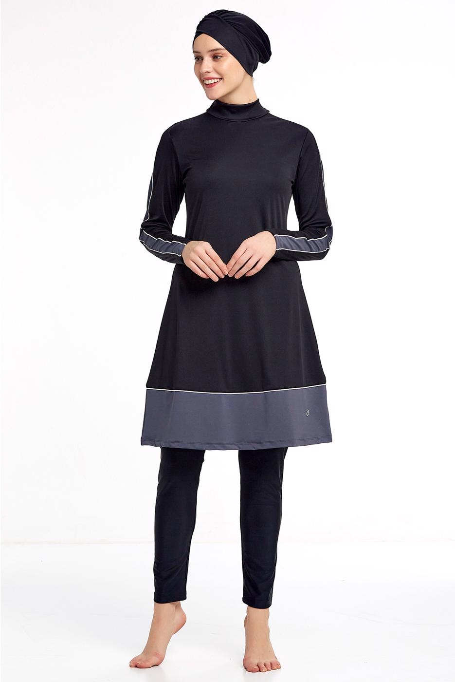 Vêtements hijab NOIR MAILLOT DE BAIN HIJAB BICOLORE 2190