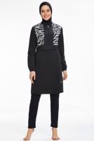 Vêtements hijab NOIR MAILLOT DE BAIN HIJAB DÉTAIL MOTIF ZÈBRE 2250