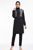 Vêtements hijab NOIR MAILLOT DE BAIN HIJAB DÉTAIL MOTIF ZÈBRE 2250