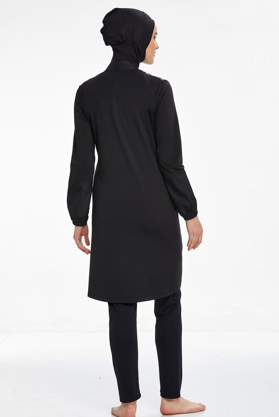 Vêtements hijab NOIR MAILLOT DE BAIN HIJAB DÉTAIL MOTIF ZÈBRE 2250