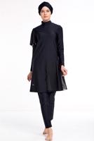 Hijab clothing BLACK TULLE DETAIL HIJAB SWIMSUIT 2434  