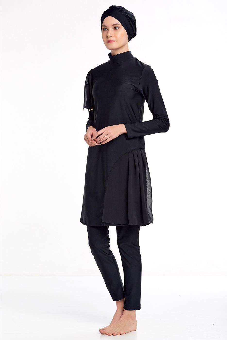 Hijab clothing BLACK TULLE DETAIL HIJAB SWIMSUIT 2434  