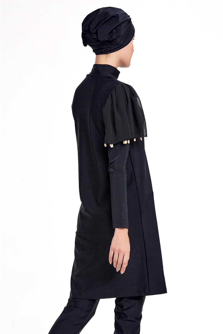 Hijab clothing BLACK TULLE DETAIL HIJAB SWIMSUIT 2434  